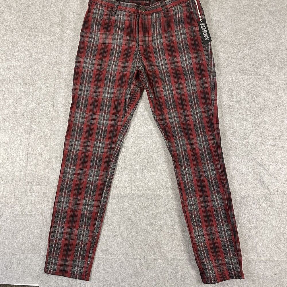 Elwood Slim Glen Red Shadow Plaid Striped Tapered Pants Men's 32 EMB022481 NWT